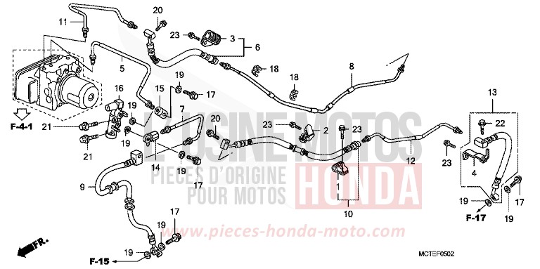 REAR BRAKE PIPE (FJS600A) for Silver Wing DELTA BLUE METALLIC (PB358) from 2006